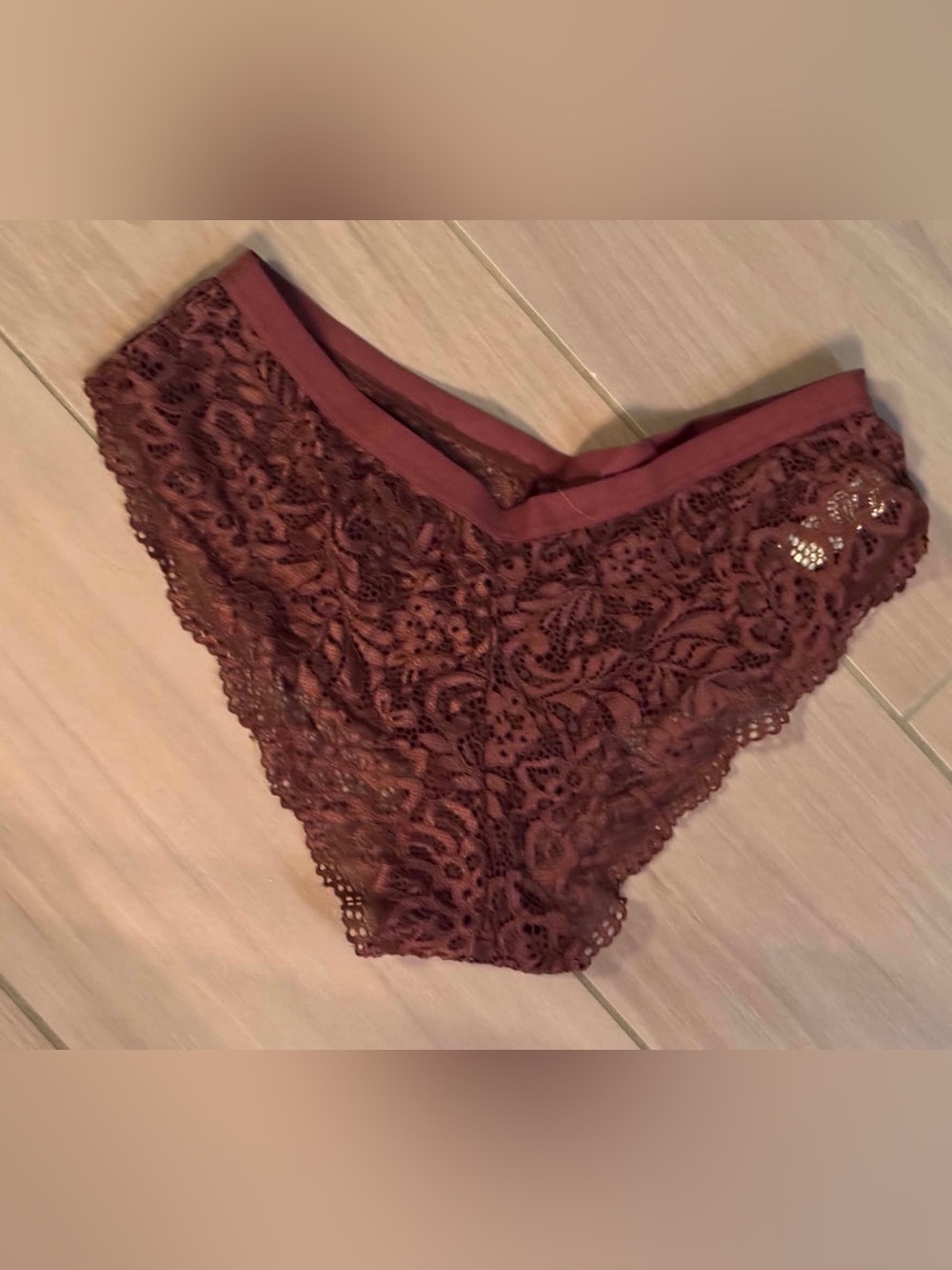 Lace Bikini Panty in Brown SMALL